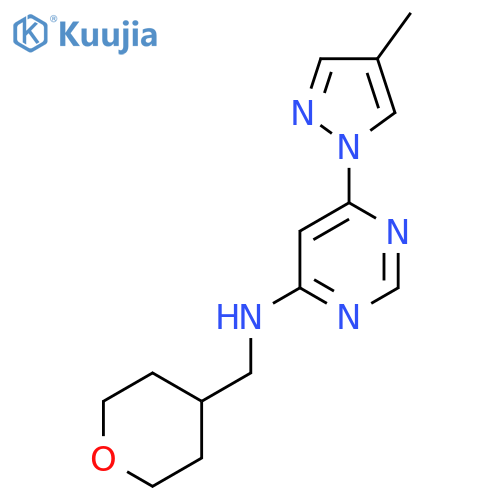 6-(4-methyl-1H-pyrazol-1-yl)-N-[(oxan-4-yl)methyl]pyrimidin-4-amine structure
