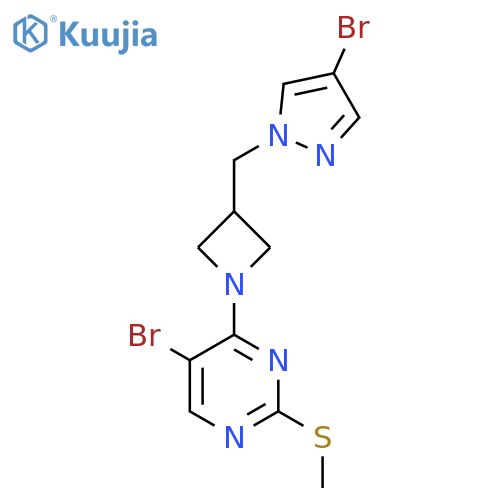 5-bromo-4-{3-[(4-bromo-1H-pyrazol-1-yl)methyl]azetidin-1-yl}-2-(methylsulfanyl)pyrimidine structure