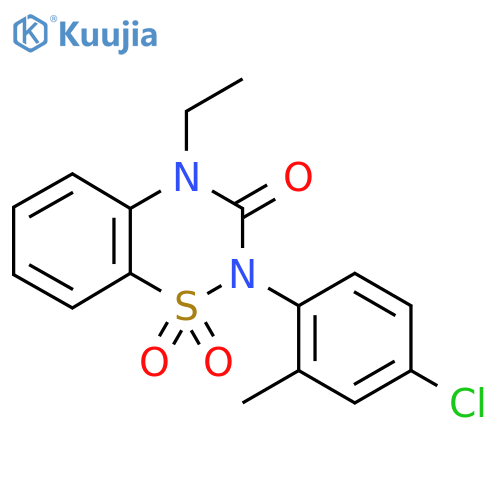 2-(4-chloro-2-methylphenyl)-4-ethyl-3,4-dihydro-2H-1lambda6,2,4-benzothiadiazine-1,1,3-trione structure