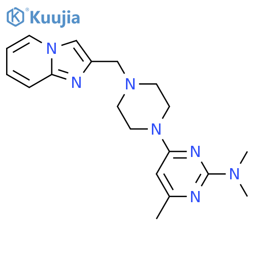 4-[4-({imidazo[1,2-a]pyridin-2-yl}methyl)piperazin-1-yl]-N,N,6-trimethylpyrimidin-2-amine structure