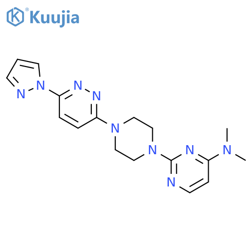 N,N-dimethyl-2-{4-[6-(1H-pyrazol-1-yl)pyridazin-3-yl]piperazin-1-yl}pyrimidin-4-amine structure