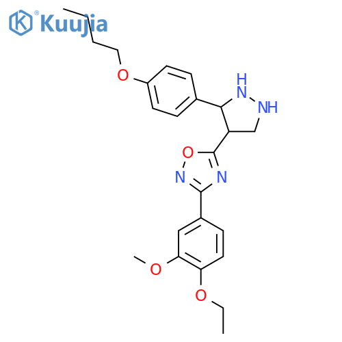 5-[3-(4-butoxyphenyl)-1H-pyrazol-4-yl]-3-(4-ethoxy-3-methoxyphenyl)-1,2,4-oxadiazole structure