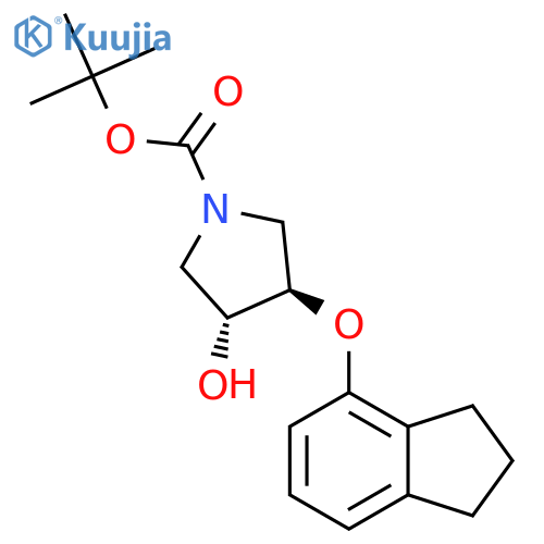 rac-tert-butyl (3R,4R)-3-(2,3-dihydro-1H-inden-4-yloxy)-4-hydroxypyrrolidine-1-carboxylate structure