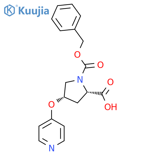 (2S,4S)-1-(benzyloxy)carbonyl-4-(pyridin-4-yloxy)pyrrolidine-2-carboxylic acid structure
