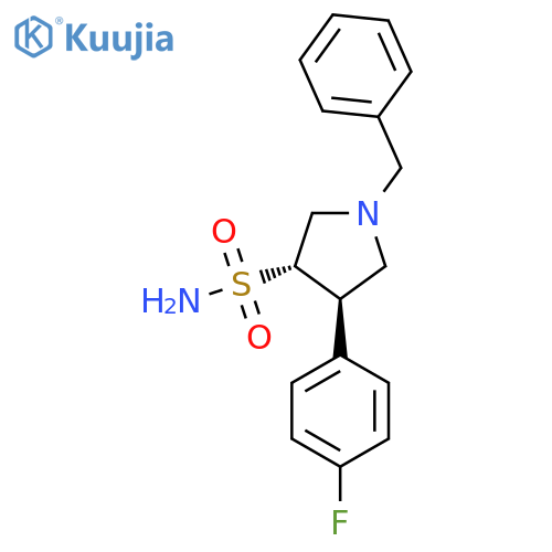 rac-(3R,4S)-1-benzyl-4-(4-fluorophenyl)pyrrolidine-3-sulfonamide structure
