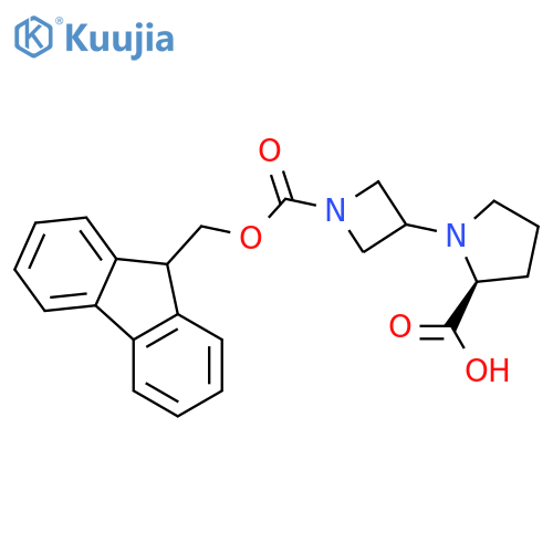 (2S)-1-(1-{(9H-fluoren-9-yl)methoxycarbonyl}azetidin-3-yl)pyrrolidine-2-carboxylic acid structure