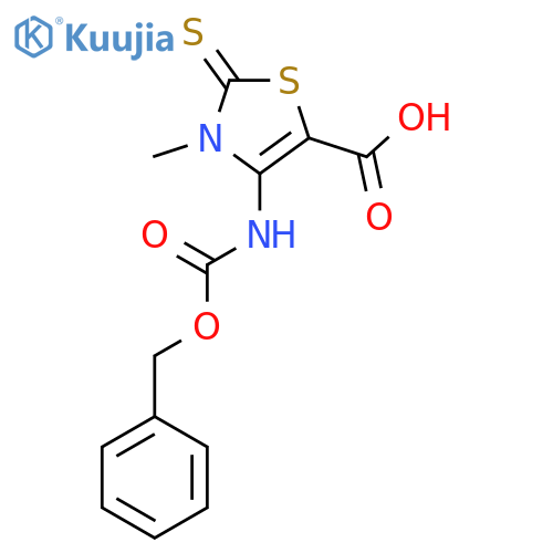 4-{(benzyloxy)carbonylamino}-3-methyl-2-sulfanylidene-2,3-dihydro-1,3-thiazole-5-carboxylic acid structure