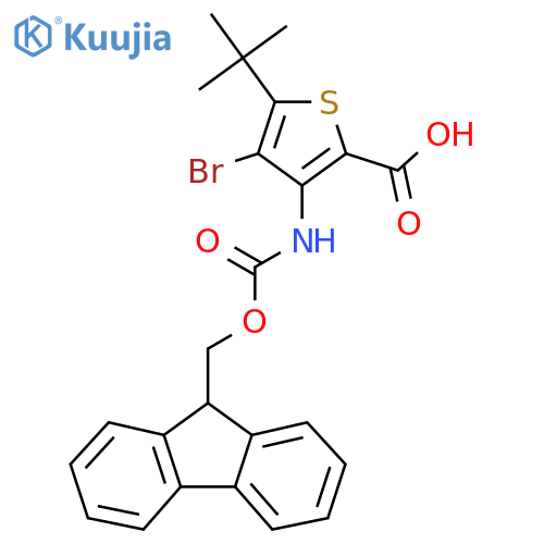 4-bromo-5-tert-butyl-3-({[(9H-fluoren-9-yl)methoxy]carbonyl}amino)thiophene-2-carboxylic acid structure