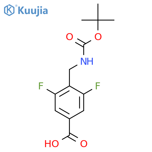 4-({[(Tert-butoxy)carbonyl]amino}methyl)-3,5-difluorobenzoic acid structure