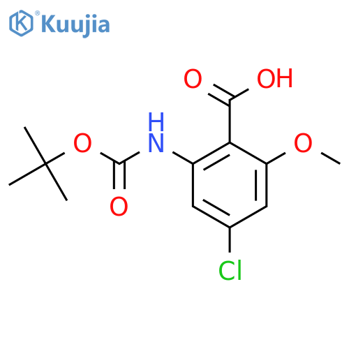 2-{(tert-butoxy)carbonylamino}-4-chloro-6-methoxybenzoic acid structure