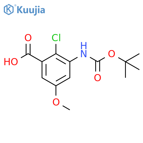 3-{(tert-butoxy)carbonylamino}-2-chloro-5-methoxybenzoic acid structure