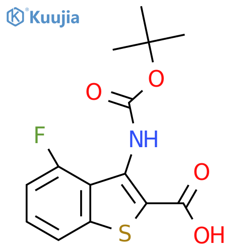 3-{(tert-butoxy)carbonylamino}-4-fluoro-1-benzothiophene-2-carboxylic acid structure