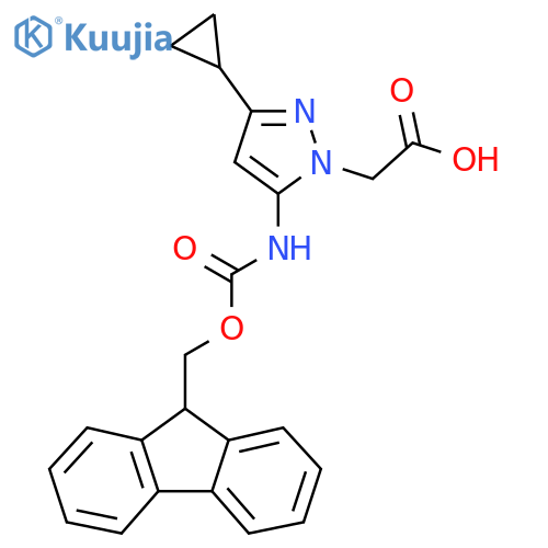 2-3-cyclopropyl-5-({(9H-fluoren-9-yl)methoxycarbonyl}amino)-1H-pyrazol-1-ylacetic acid structure
