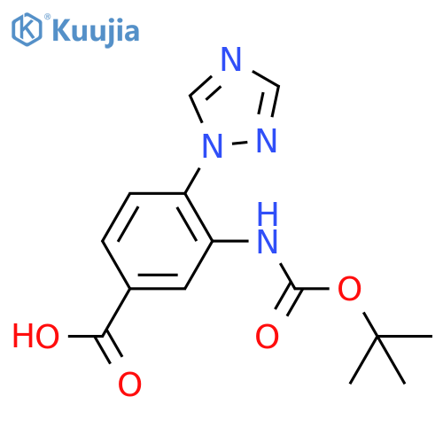 3-{(tert-butoxy)carbonylamino}-4-(1H-1,2,4-triazol-1-yl)benzoic acid structure
