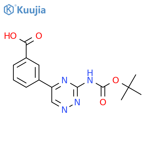 3-(3-{[(Tert-butoxy)carbonyl]amino}-1,2,4-triazin-5-yl)benzoic acid structure