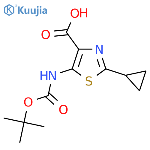 5-{[(Tert-butoxy)carbonyl]amino}-2-cyclopropyl-1,3-thiazole-4-carboxylic acid structure
