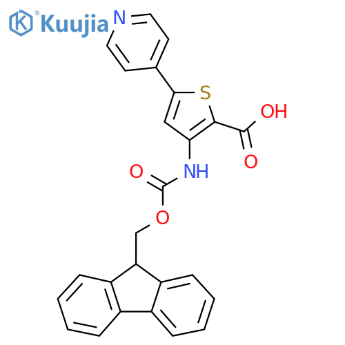 3-({[(9H-fluoren-9-yl)methoxy]carbonyl}amino)-5-(pyridin-4-yl)thiophene-2-carboxylic acid structure
