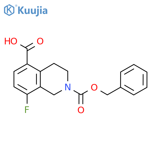2-(benzyloxy)carbonyl-8-fluoro-1,2,3,4-tetrahydroisoquinoline-5-carboxylic acid structure