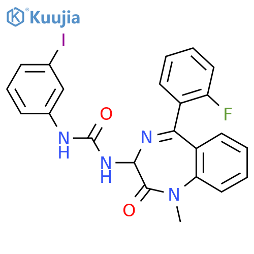 1-[5-(2-fluorophenyl)-1-methyl-2-oxo-2,3-dihydro-1H-1,4-benzodiazepin-3-yl]-3-(3-iodophenyl)urea structure