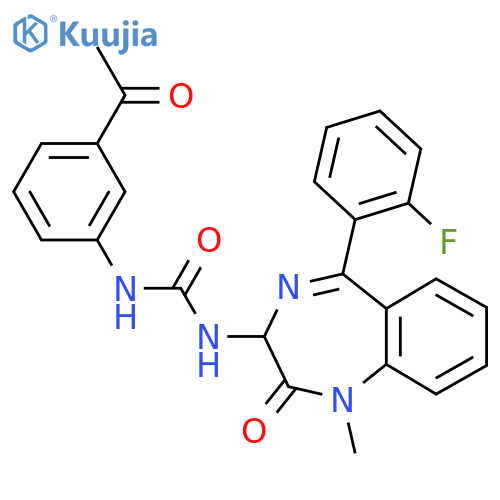 3-(3-acetylphenyl)-1-[5-(2-fluorophenyl)-1-methyl-2-oxo-2,3-dihydro-1H-1,4-benzodiazepin-3-yl]urea structure