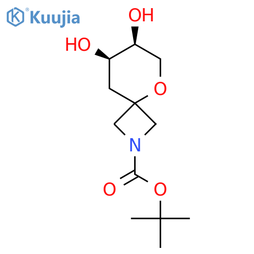 rac-tert-butyl (7R,8S)-7,8-dihydroxy-5-oxa-2-azaspiro3.5nonane-2-carboxylate structure