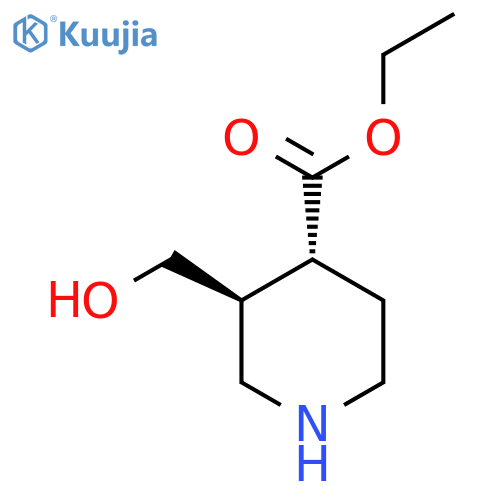 rac-ethyl (3R,4S)-3-(hydroxymethyl)piperidine-4-carboxylate structure