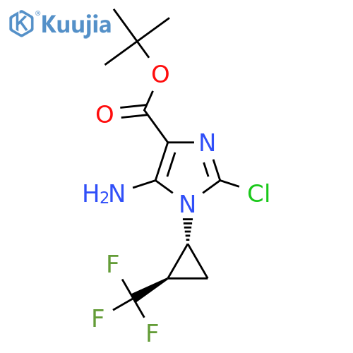 rac-tert-butyl 5-amino-2-chloro-1-(1R,2R)-2-(trifluoromethyl)cyclopropyl-1H-imidazole-4-carboxylate structure