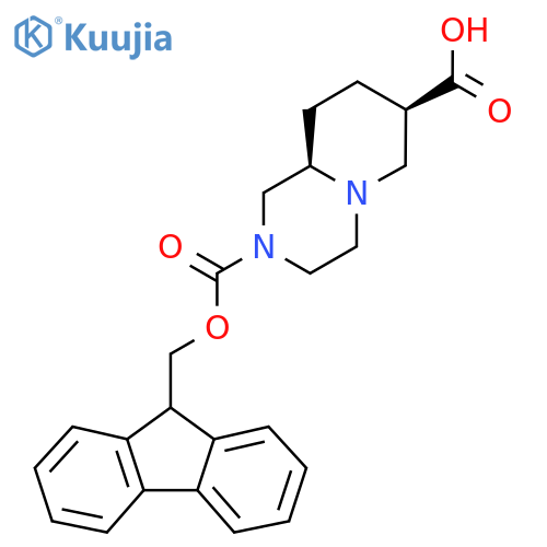 rac-(7R,9aR)-2-{(9H-fluoren-9-yl)methoxycarbonyl}-octahydro-1H-pyrido1,2-apyrazine-7-carboxylic acid structure