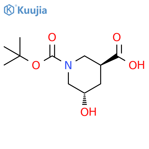 1,3-Piperidinedicarboxylic acid, 5-hydroxy-, 1-(1,1-dimethylethyl) ester, (3S,5S)- structure