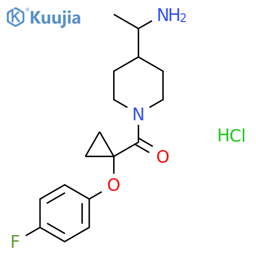 1-{1-1-(4-fluorophenoxy)cyclopropanecarbonylpiperidin-4-yl}ethan-1-amine hydrochloride structure
