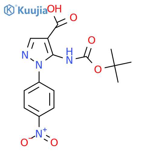 5-{(tert-butoxy)carbonylamino}-1-(4-nitrophenyl)-1H-pyrazole-4-carboxylic acid structure