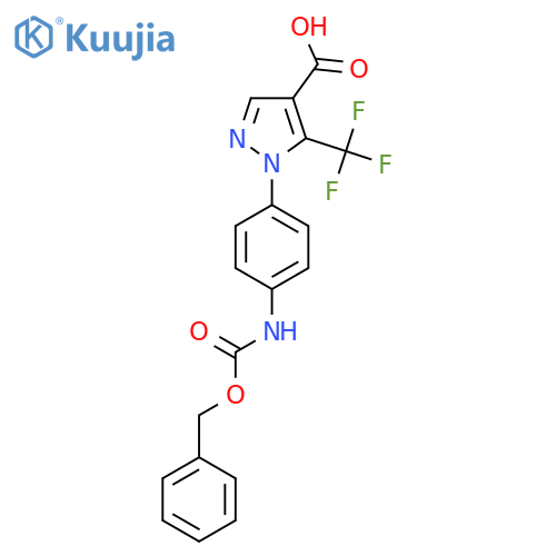 1-(4-{(benzyloxy)carbonylamino}phenyl)-5-(trifluoromethyl)-1H-pyrazole-4-carboxylic acid structure