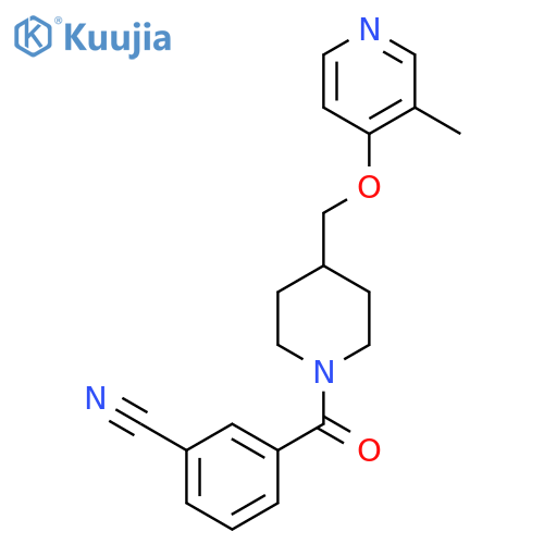3-(4-{[(3-Methylpyridin-4-yl)oxy]methyl}piperidine-1-carbonyl)benzonitrile structure