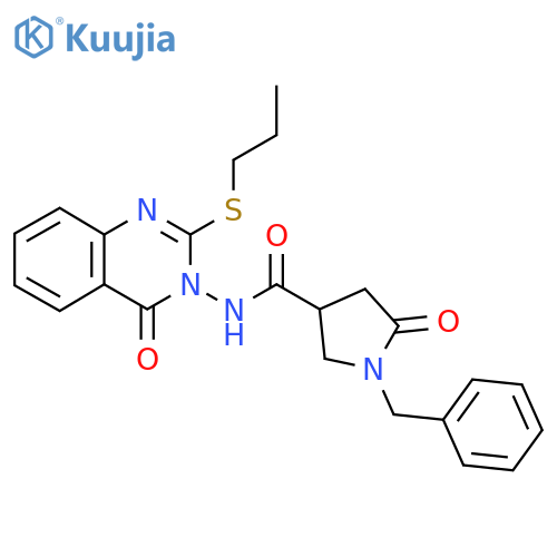 1-benzyl-5-oxo-N-[4-oxo-2-(propylsulfanyl)-3,4-dihydroquinazolin-3-yl]pyrrolidine-3-carboxamide structure