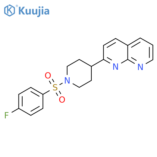 2-[1-(4-Fluorobenzenesulfonyl)piperidin-4-yl]-1,8-naphthyridine structure