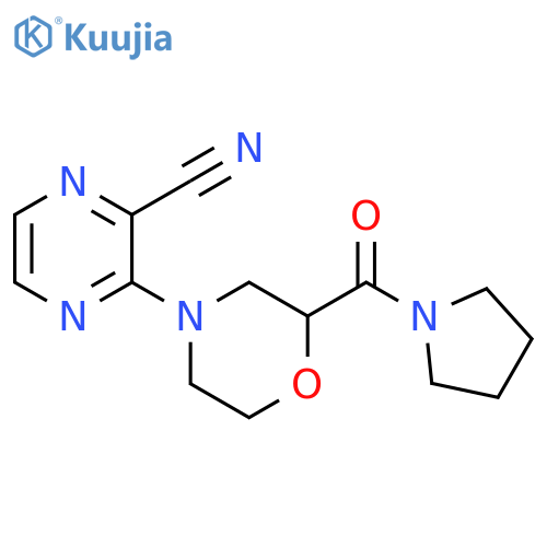 3-[2-(pyrrolidine-1-carbonyl)morpholin-4-yl]pyrazine-2-carbonitrile structure