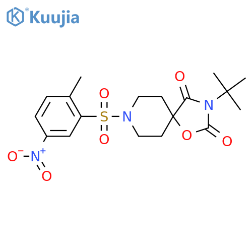 3-Tert-butyl-8-(2-methyl-5-nitrobenzenesulfonyl)-1-oxa-3,8-diazaspiro[4.5]decane-2,4-dione structure