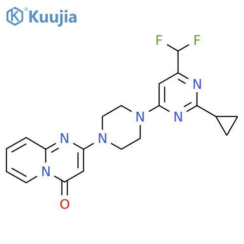 2-{4-[2-cyclopropyl-6-(difluoromethyl)pyrimidin-4-yl]piperazin-1-yl}-4H-pyrido[1,2-a]pyrimidin-4-one structure