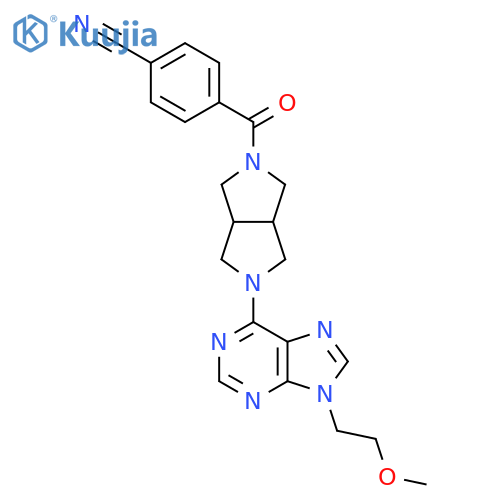 4-{5-[9-(2-methoxyethyl)-9H-purin-6-yl]-octahydropyrrolo[3,4-c]pyrrole-2-carbonyl}benzonitrile structure