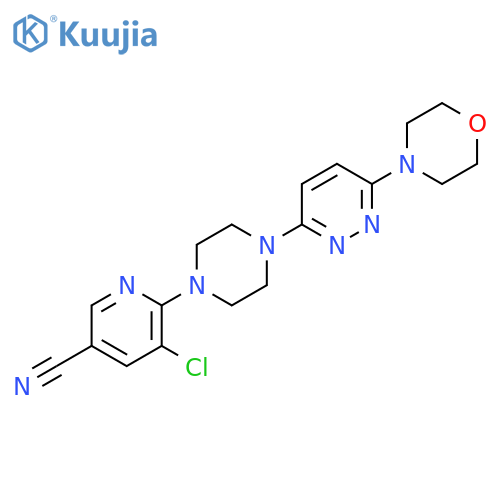 5-chloro-6-{4-[6-(morpholin-4-yl)pyridazin-3-yl]piperazin-1-yl}pyridine-3-carbonitrile structure