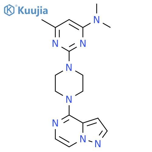 N,N,6-trimethyl-2-(4-{pyrazolo[1,5-a]pyrazin-4-yl}piperazin-1-yl)pyrimidin-4-amine structure