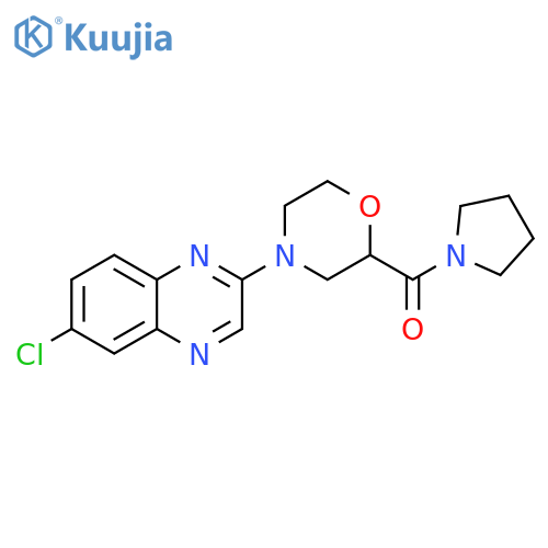 6-chloro-2-[2-(pyrrolidine-1-carbonyl)morpholin-4-yl]quinoxaline structure