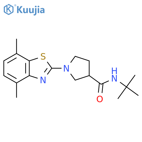 N-tert-butyl-1-(4,7-dimethyl-1,3-benzothiazol-2-yl)pyrrolidine-3-carboxamide structure