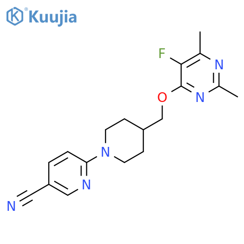 6-(4-{[(5-Fluoro-2,6-dimethylpyrimidin-4-yl)oxy]methyl}piperidin-1-yl)pyridine-3-carbonitrile structure
