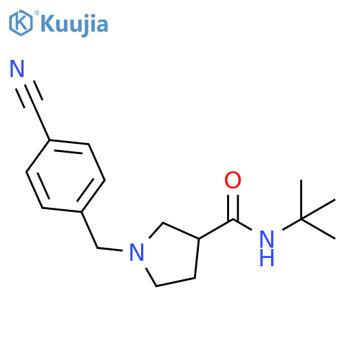 N-tert-butyl-1-[(4-cyanophenyl)methyl]pyrrolidine-3-carboxamide structure