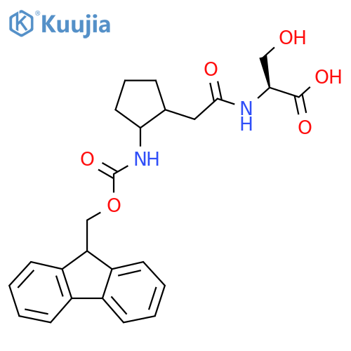 (2S)-2-{2-2-({(9H-fluoren-9-yl)methoxycarbonyl}amino)cyclopentylacetamido}-3-hydroxypropanoic acid structure