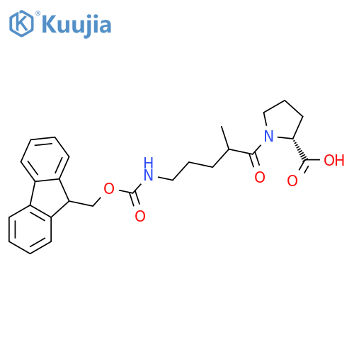 (2R)-1-5-({(9H-fluoren-9-yl)methoxycarbonyl}amino)-2-methylpentanoylpyrrolidine-2-carboxylic acid structure