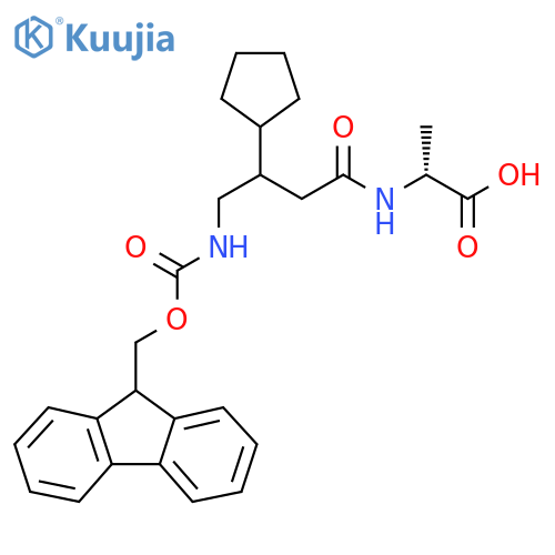 (2R)-2-3-cyclopentyl-4-({(9H-fluoren-9-yl)methoxycarbonyl}amino)butanamidopropanoic acid structure