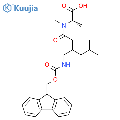 (2S)-2-{3-({(9H-fluoren-9-yl)methoxycarbonyl}amino)methyl-N,5-dimethylhexanamido}propanoic acid structure