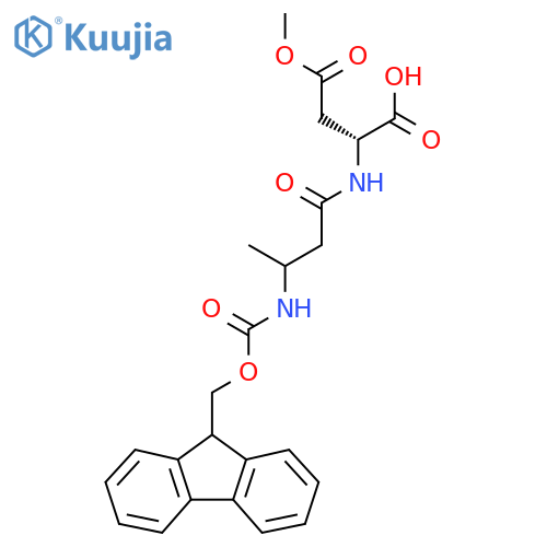 (2R)-2-3-({(9H-fluoren-9-yl)methoxycarbonyl}amino)butanamido-4-methoxy-4-oxobutanoic acid structure